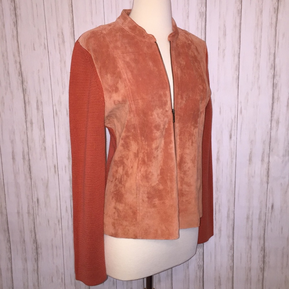 Sigrid Olsen | Soft Orange Rust Leather Jacket M - image 4